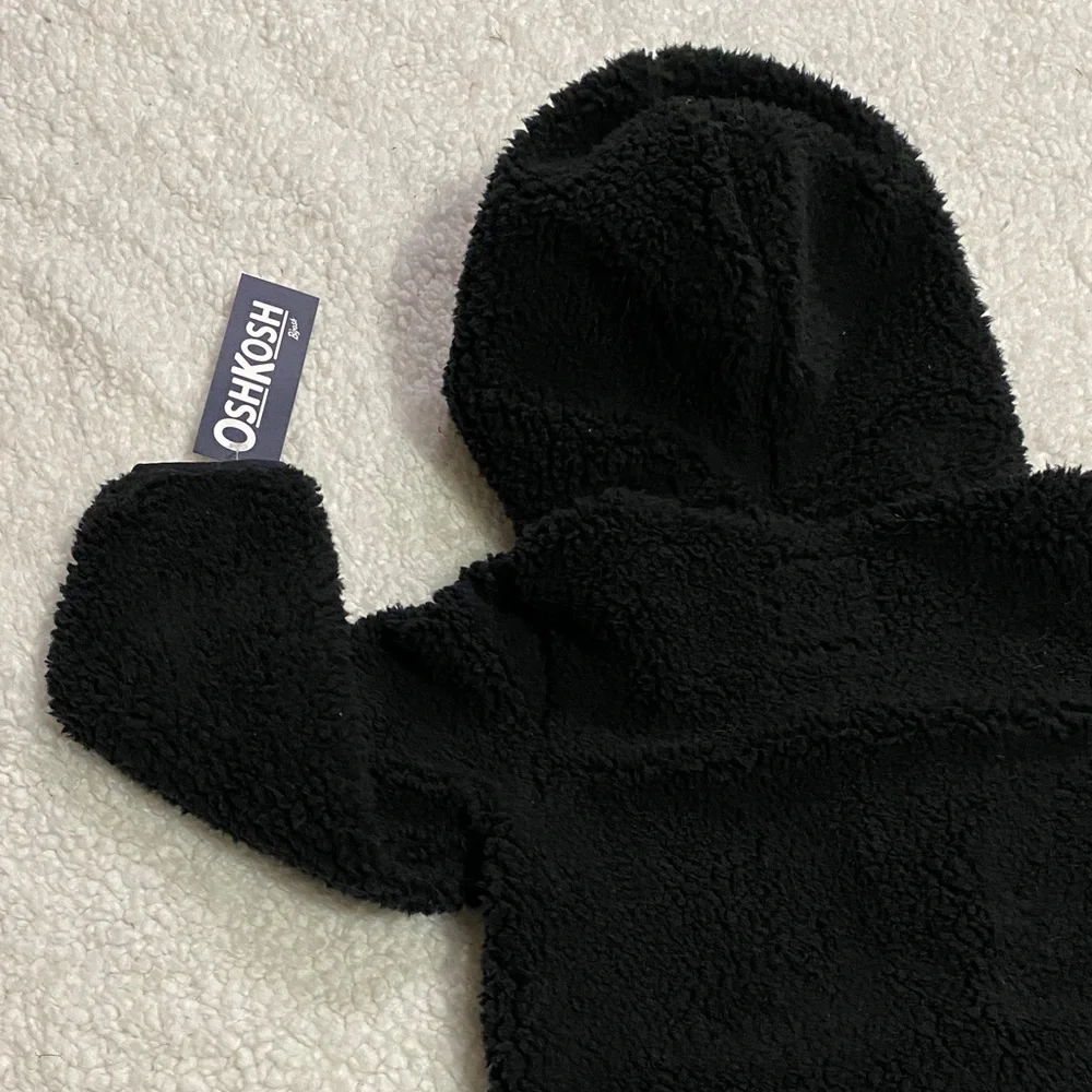 OshKosh B'gosh baby boys size 24mo Black Fleece jacket coat w/ hood  NWT